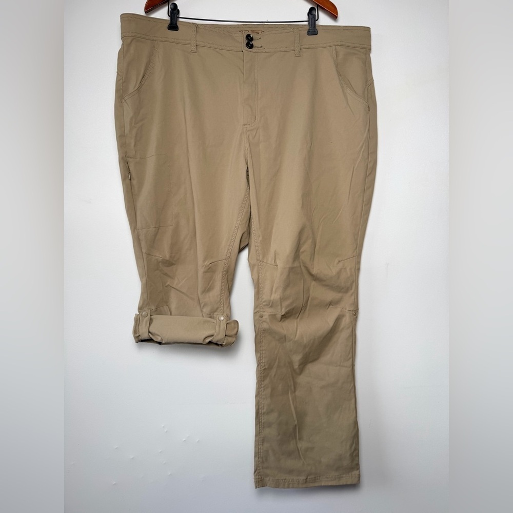 Prana Khaki Women's Halle Climbing Pant Plus Size 22W Rolled Snap Hem Outdoor